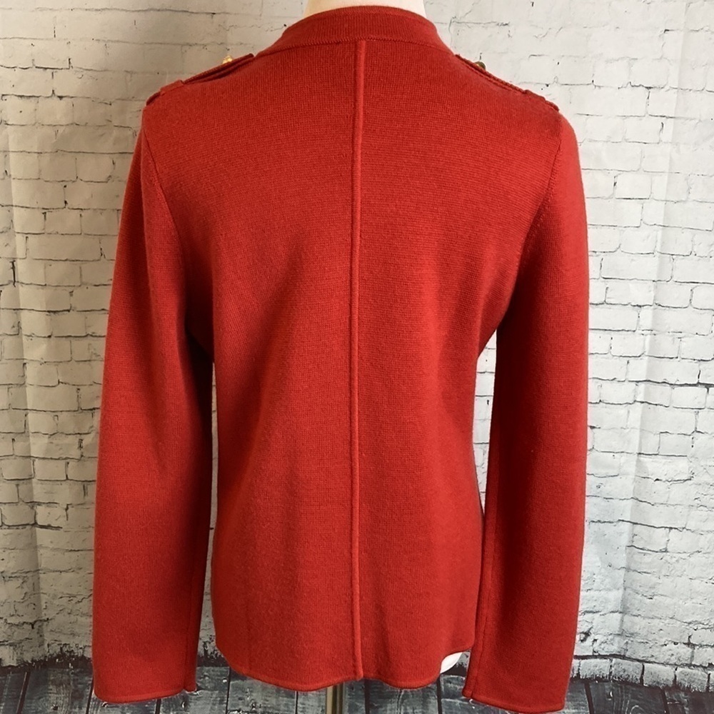 Talbots Merino Wool Blend Cardigan M Nautical Office Workwear Military Preppy - Picture 3 of 16